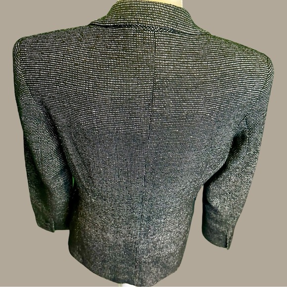 Alfani Black & White 100% Silk Tweed Button-Up Professional Work Blazer Size 8 - Picture 7 of 15